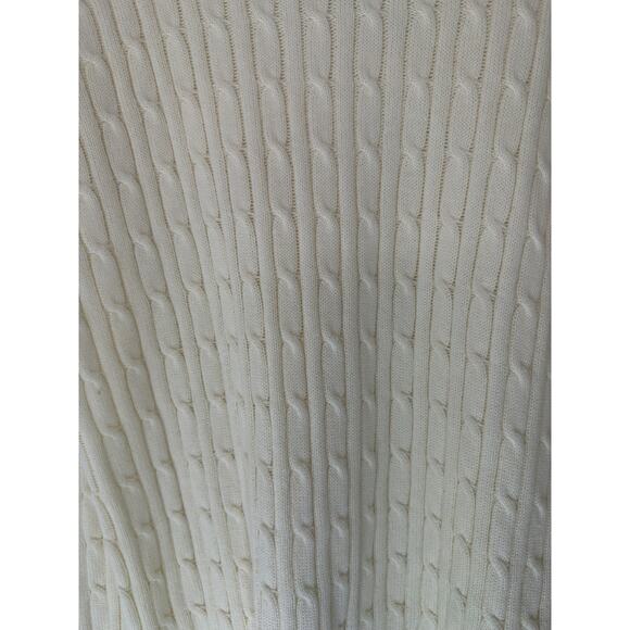 Talbots Sweater White Cable Knit Crewneck Button Detail Classy Basic Large - Picture 6 of 13